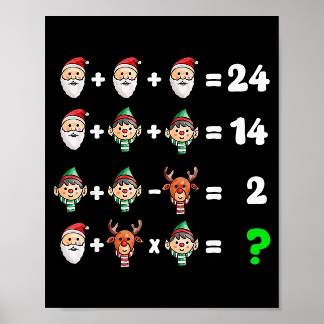 Order Of Operations Quiz Christmas Math Teacher Xm Poster (Front)