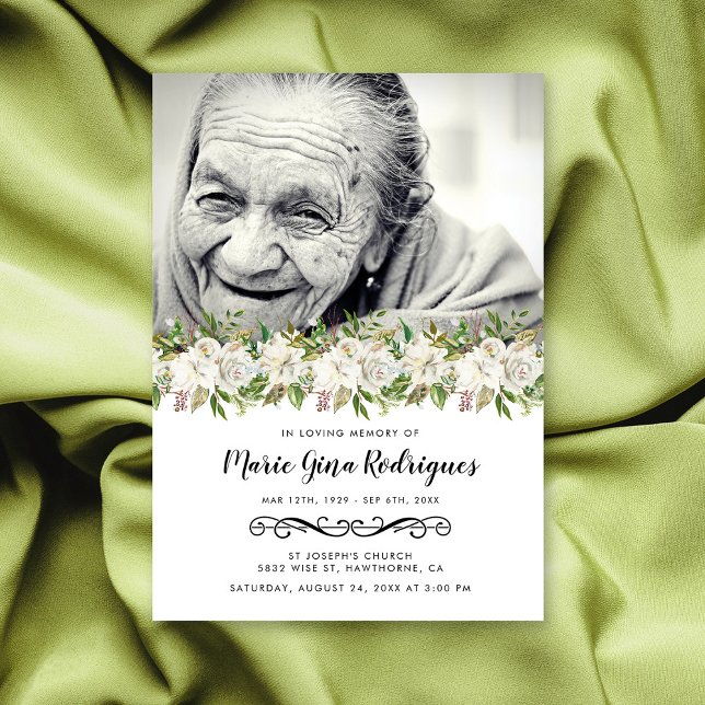 Order of Service Floral Photo Funeral Program (Creator Uploaded)