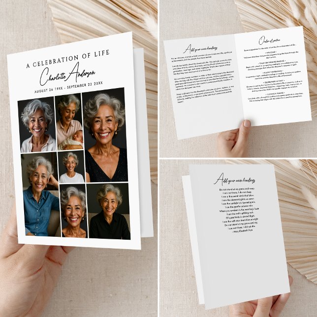 Order Of Service Obituary 7-Photo Memorial/Funeral Program (Creator Uploaded)