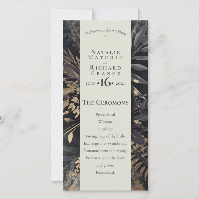 Order of service, program Slate & Grey gilded (Front)