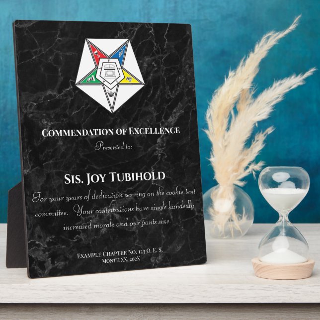 Order of the Eastern Star Award Plaque (Côté)