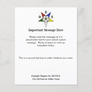 Order of the Eastern Star Emblem of the Order Flyer