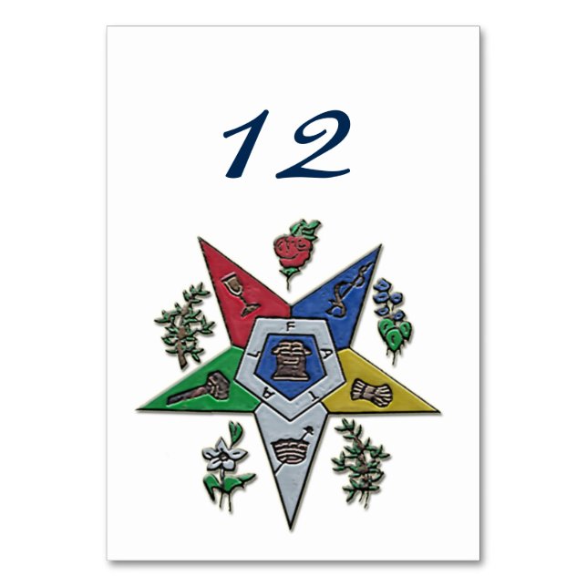 Order Of The Eastern Star Table Number (Back)