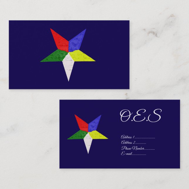 Order Of The Eastern Star (Wavy)  Business Card (Front/Back)