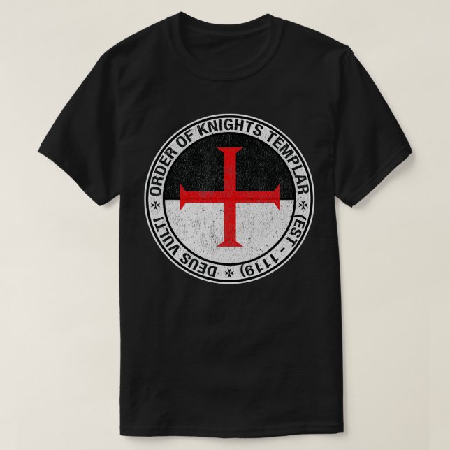 Order of the Knights Templar Flag Sigil Deus Vult  T-Shirt (Design Front)