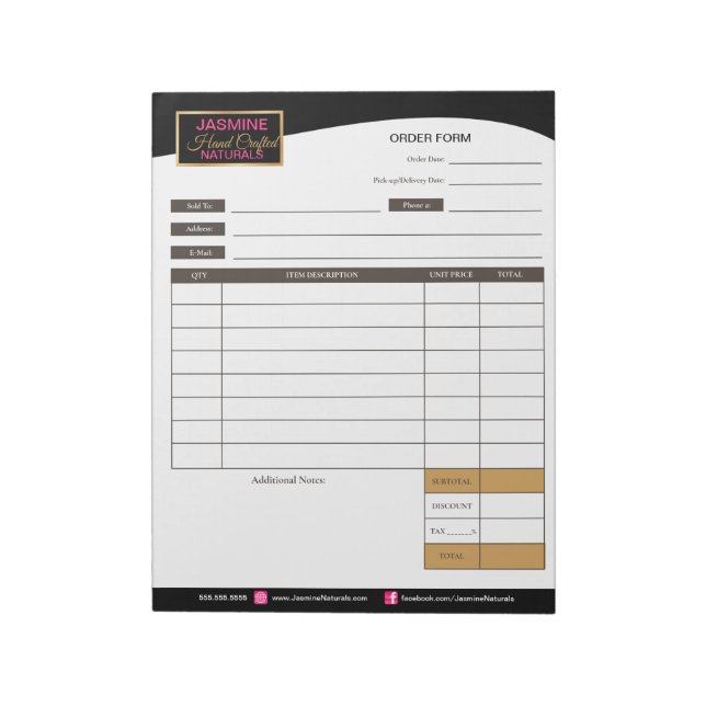 Order Request Receipt Form Notepad (Rotated)