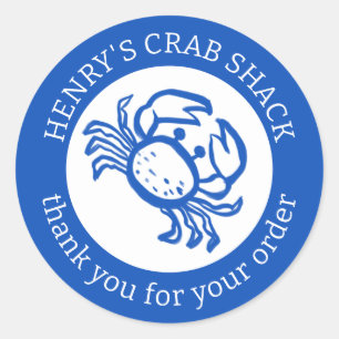 ORDER THANK YOU Crab Beach Blue White CUSTOM  Classic Round Sticker