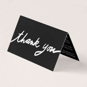 Order Thank You Custom Script Black White Folded  Business Card