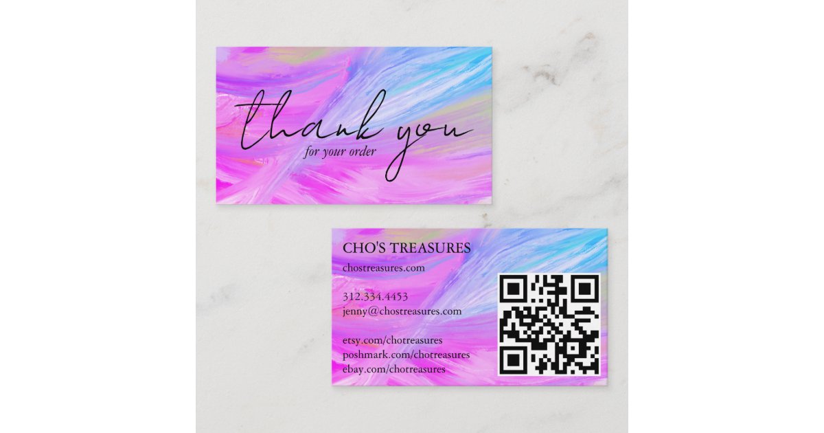 Order THANK YOU Pretty Minimalist Purple Blue Business Card | Zazzle