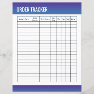 Order Tracker Printable Template