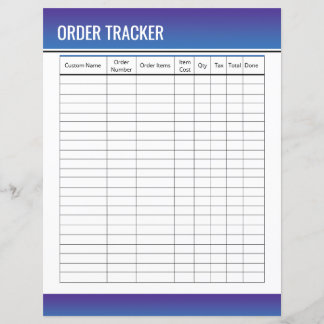 Order Tracker Printable Template