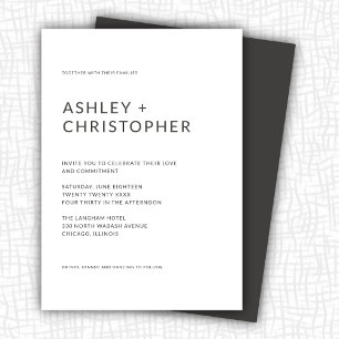 Orderly Dark Slate Minimalist Wedding Invitation