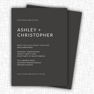 Orderly Dark Slate Minimalist Wedding Invitation