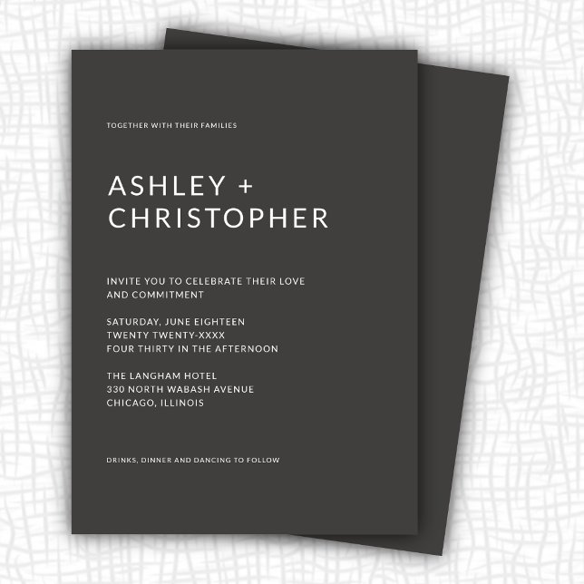 Orderly Dark Slate Minimalist Wedding Invitation (Creator Uploaded)