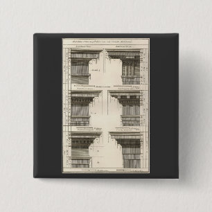 Orders of Architecture, Vintage Entablatures 2 Inch Square Button