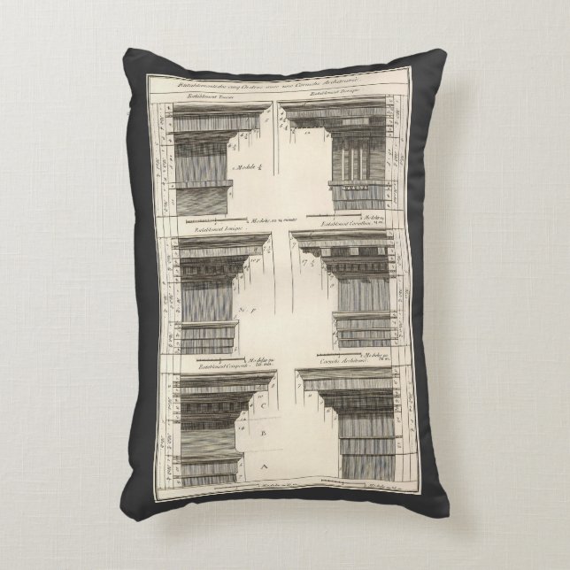 Orders of Architecture, Vintage Entablatures Accent Pillow (Front(Vertical))