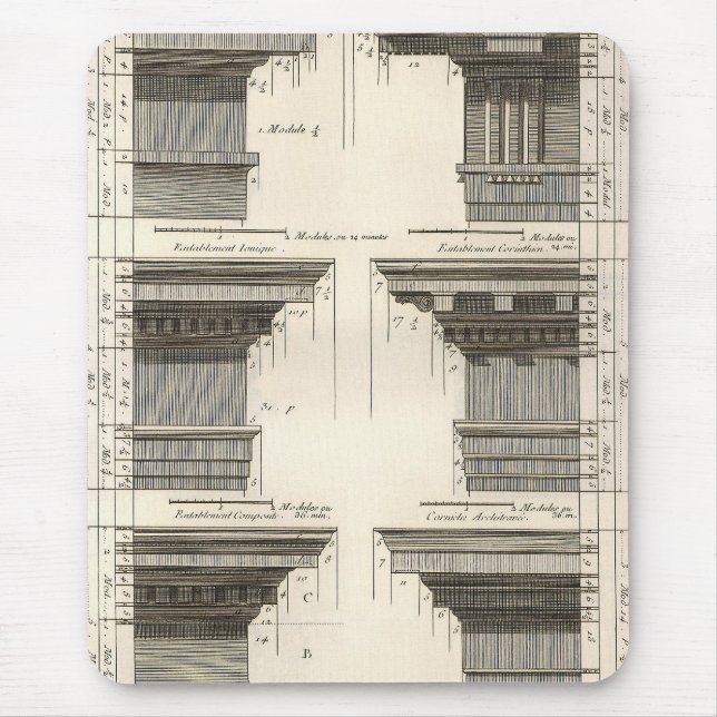 Orders of Architecture, Vintage Entablatures Mouse Pad (Front)