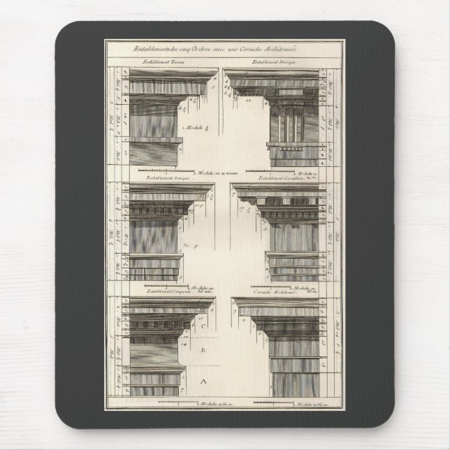Orders of Architecture, Vintage Entablatures Mouse Pad (Front)