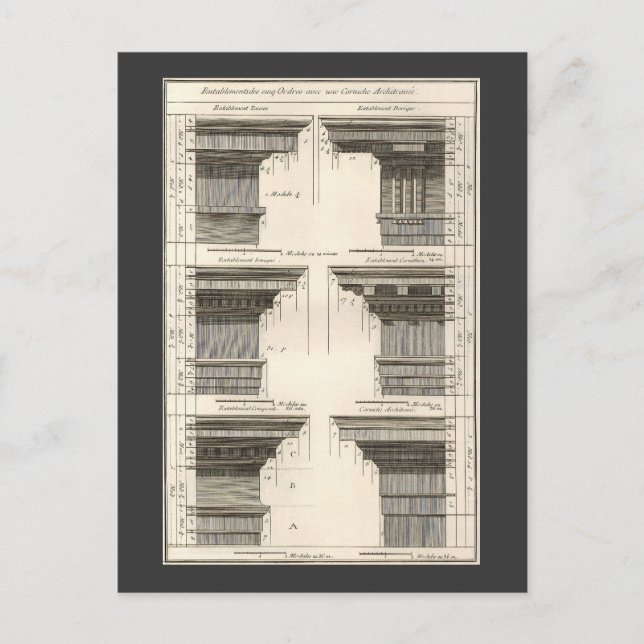 Orders of Architecture, Vintage Entablatures Postcard (Front)