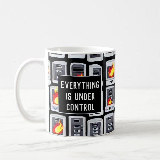 Ordinateur en feu amusant Illustré Tech Mug (Gauche)