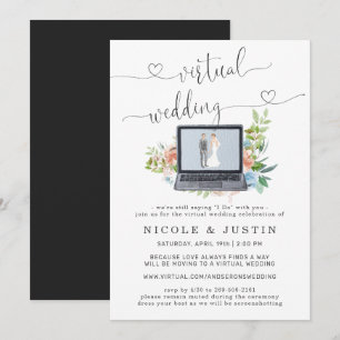 Ordinateur portable Floral   Faire-part de mariage