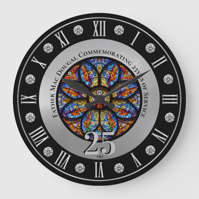 Ordination Anniversary Personalized Priest 25th Large Clock (Front)