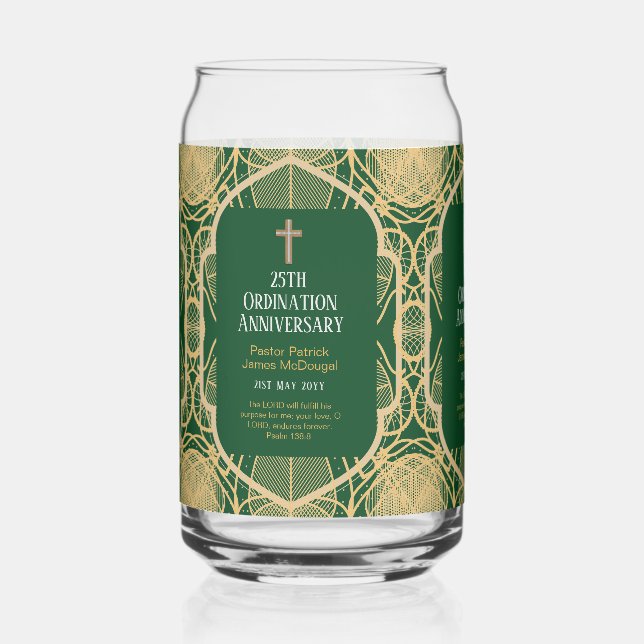 Ordination Anniversary Priest Pastor Deacon Clergy Can Glass (Front)