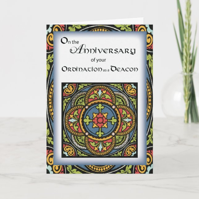 Ordination Anniversary to Deacon Cross in Colours Card (Front)