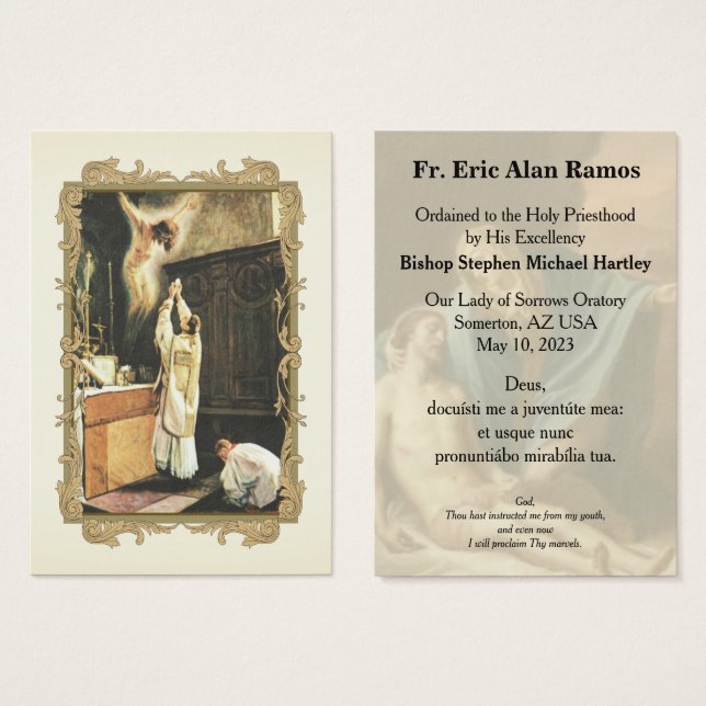 Ordination Cartes saintes pour Fr. Eric Alan Ramos (Devant & derrière)