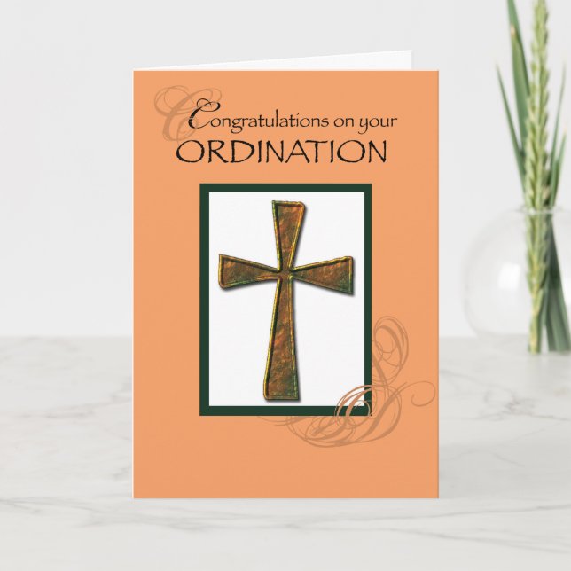 Ordination Congratulations Metallic Cross Card (Front)