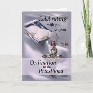 Ordination Congratulations Priest, Hosts and Cross Card