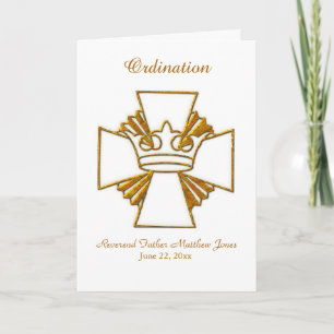 Ordination du prêtre Invitation Or Couronne et Cro