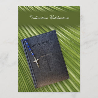 Ordination Party Invitation Bible and Palm Leaf