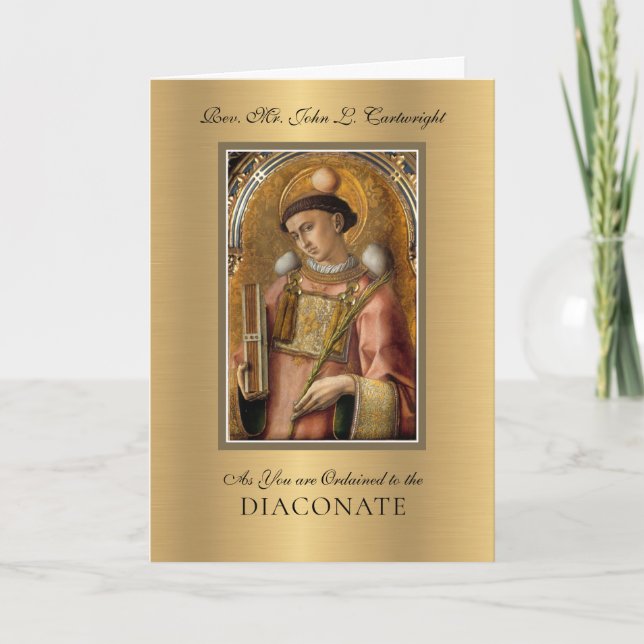 Ordination to Diaconate Deacon Religious Catholic Card (Front)