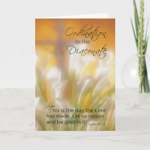 Ordination to Diaconate, Lilies and  Cross, Deacon Card