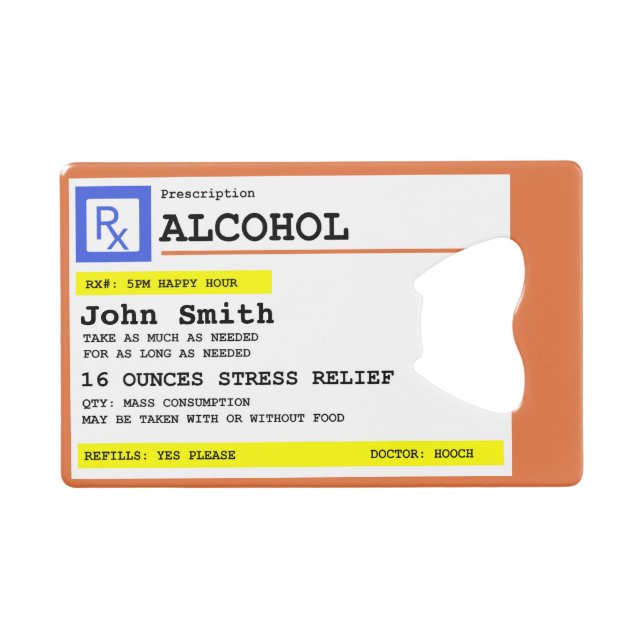 Ordonnance personnalisée Alcool humoristique (Devant (Horizontal))