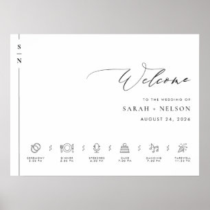Ordre des événements Affiche de bienvenue Mariage 