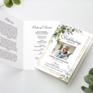 Ordre des funérailles Green Memorial Programme