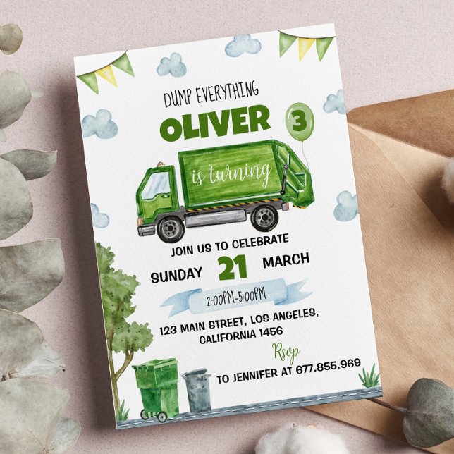 Ordures Camion Anniversaire Invitation (Créateur téléchargé)