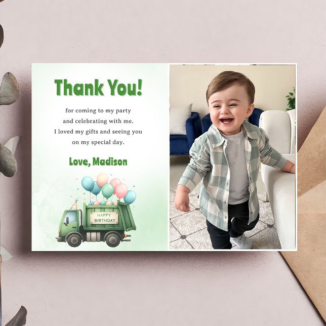 Ordures Camion Fête d'anniversaire Carte de remerc (Créateur téléchargé)