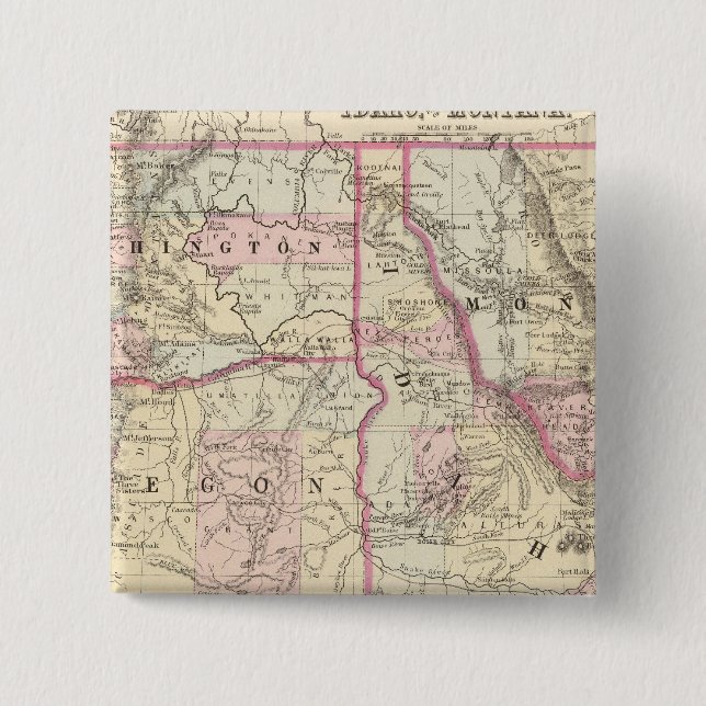 Ore, Wash, Ida, Mont 2 Inch Square Button (Front)