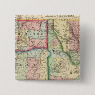 Ore, Wash, Idaho, Mont Map by Mitchell 2 Inch Square Button