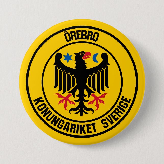 Örebro Round Emblem 3 Inch Round Button (Front)