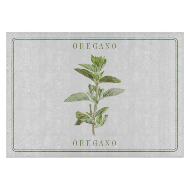 OREGANO FRAIS 11x8 Planche à découper en verre (Devant)