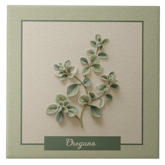 Oregano Herb Kitchen Decor Faux Relief Tile (Front)