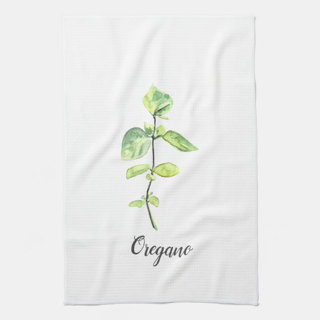 Oregano  Herb Watercolor Illustration  Kitchen Towel (Vertical)