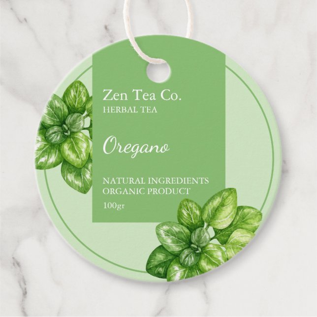 Oregano Herbal Tea Business Tag (Front)