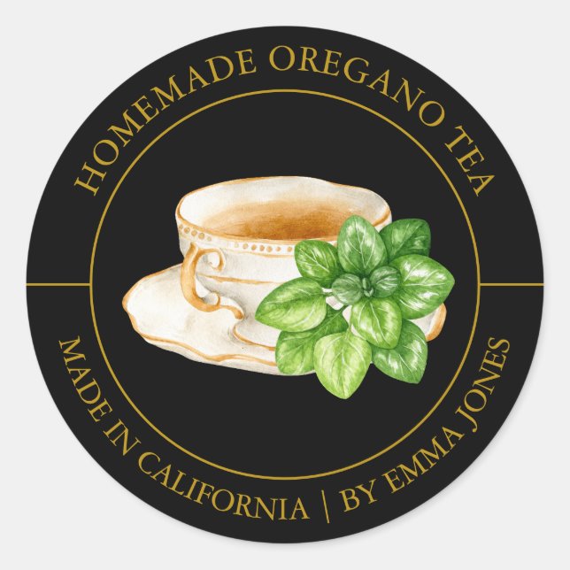 Oregano Tea Modern label (Front)