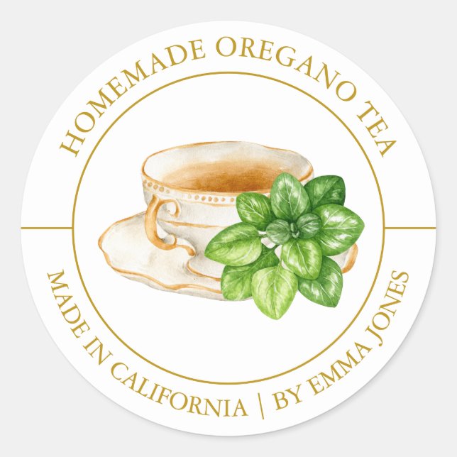 Oregano Tea Modern label (Front)