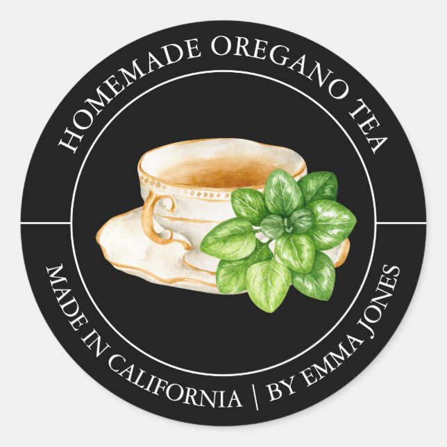 Oregano Tea Modern label (Front)